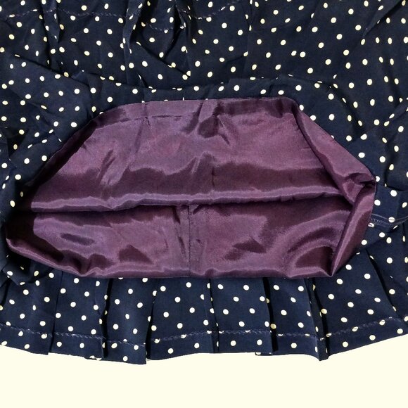 AnnTaylor Navy Blue Polka-Dot A-Line Ruffle Women Midi Dress Size 12 - Picture 7 of 11